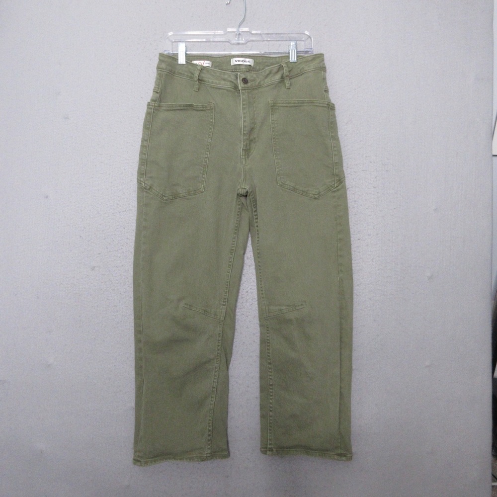 Vigoss Barrel Jeans 28 Barbie Barrel Olive‎ Green Utility High Rise Contemporary